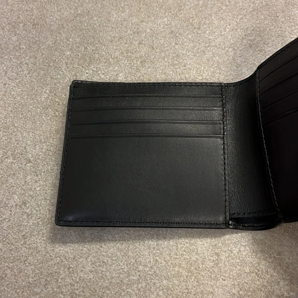 Coach New York Leather Bifold Wallet black silver reflective QBQ6S new Mens